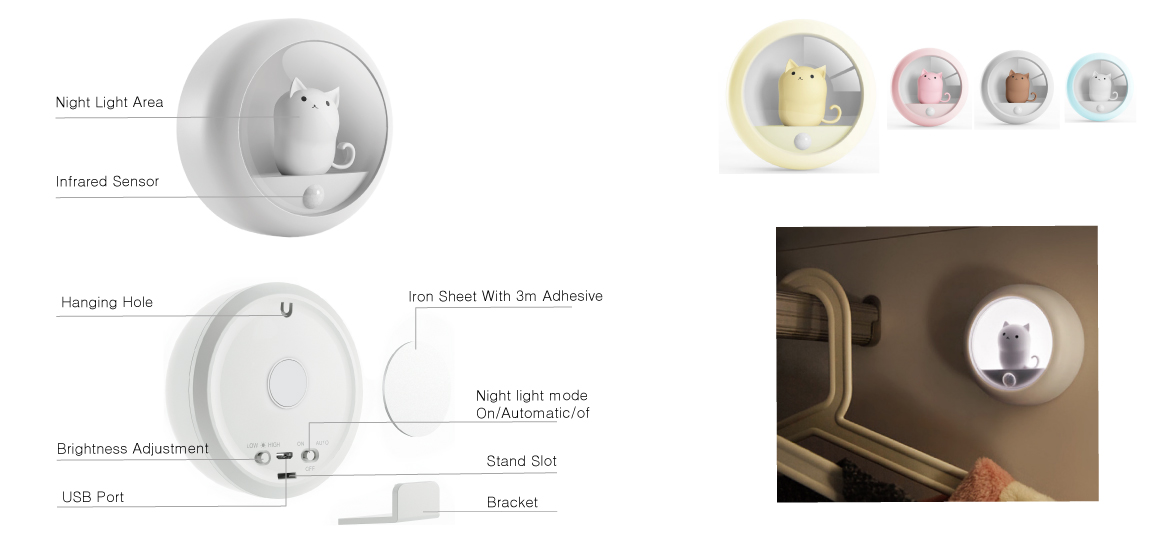 Multifunction automatic Cat LED Sensor Night Light