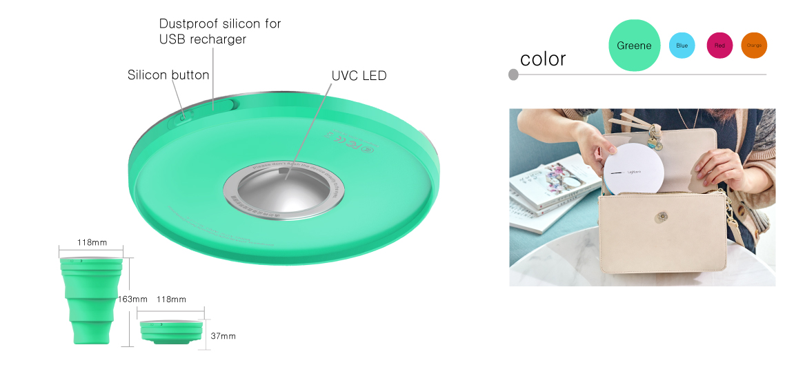 Green UVC LED Sterilizer Folding Cup