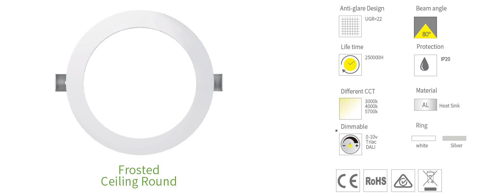 Frosted Ceiling Round Downlight Horn series Frosted Ceiling Round Downlight Horn series