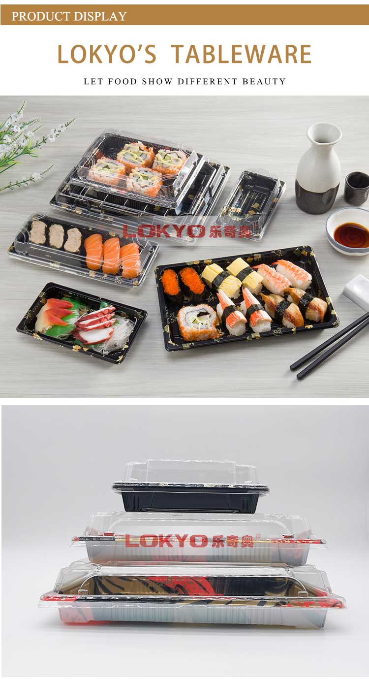 Clear plastic sushi containers