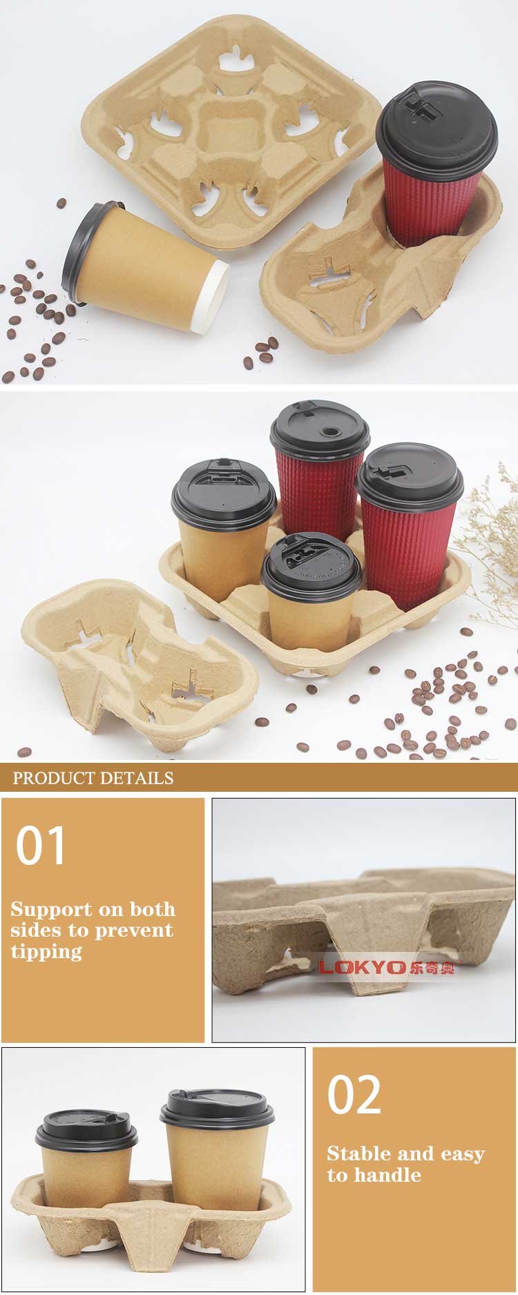 Biodegradable Cup Holder Tray