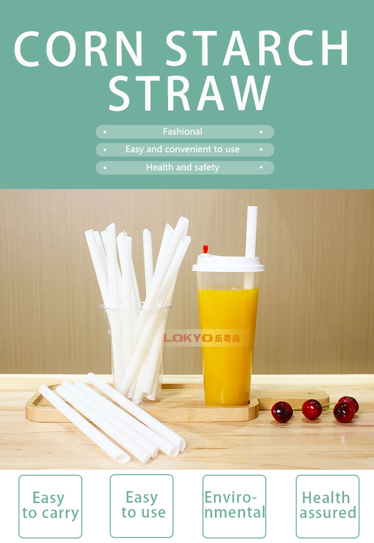 Biodegradable corn starch straws