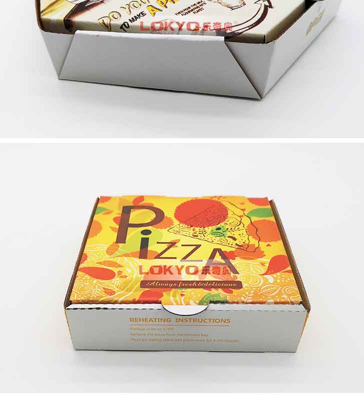 Printed cardboard pizza boxes