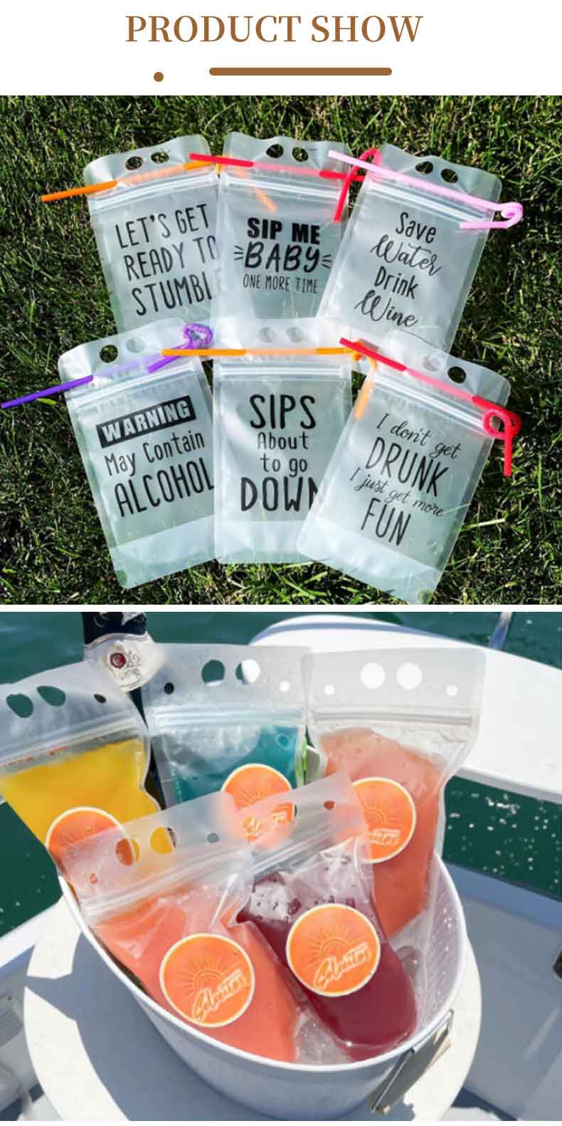 Plastic ziplock juice pouch