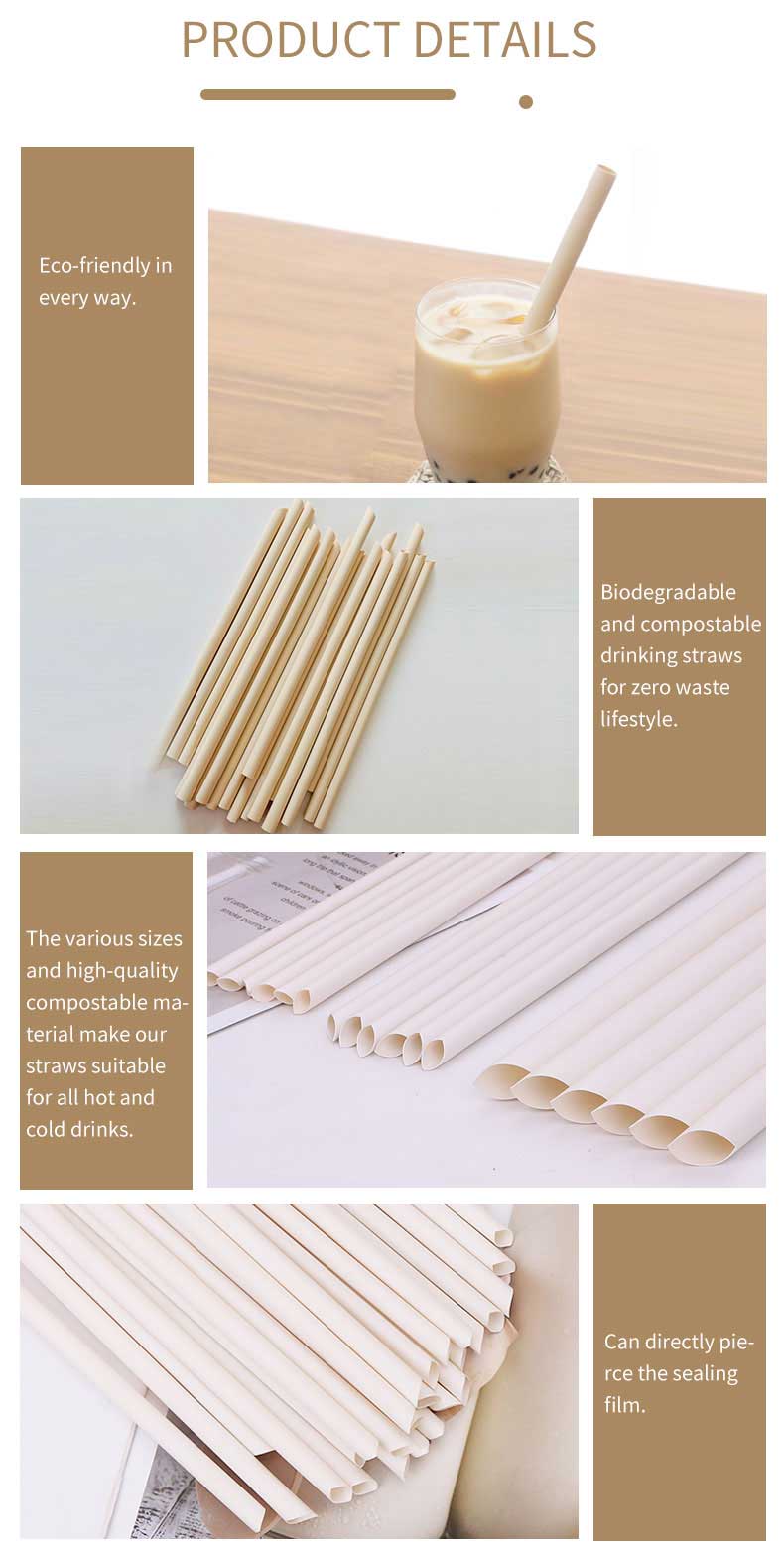 Compostable bamboo fiber drinking straws