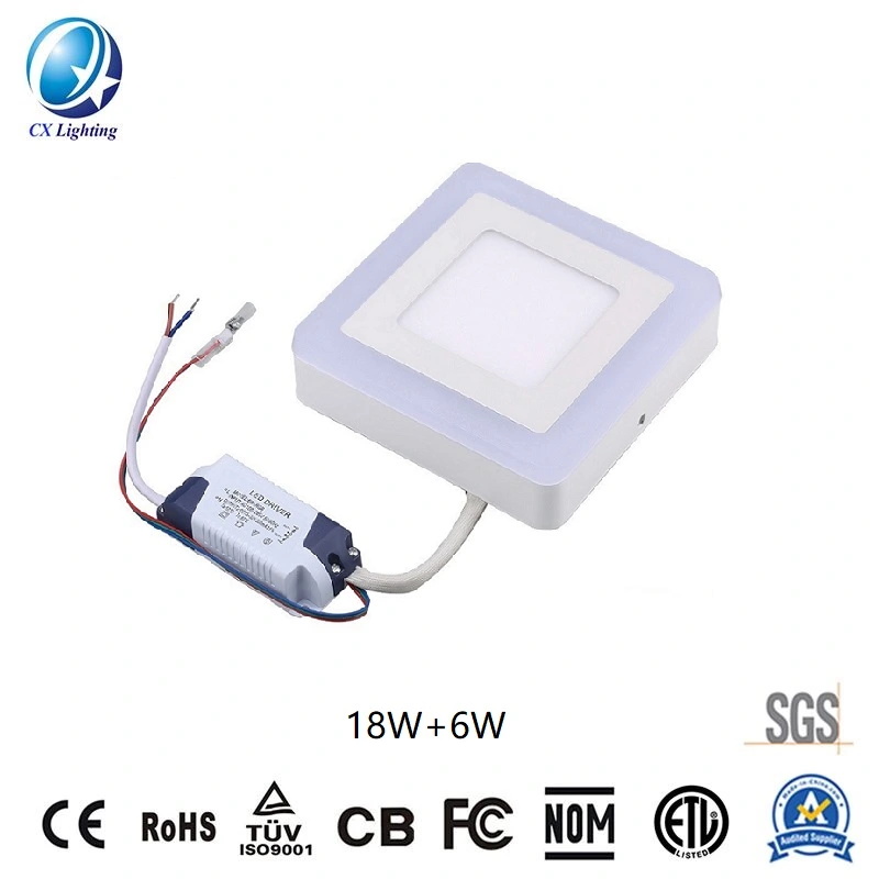 LED Panellight Double Color Square Surface 18W+6W 1260lm with Ce RoHS Isolation Driver