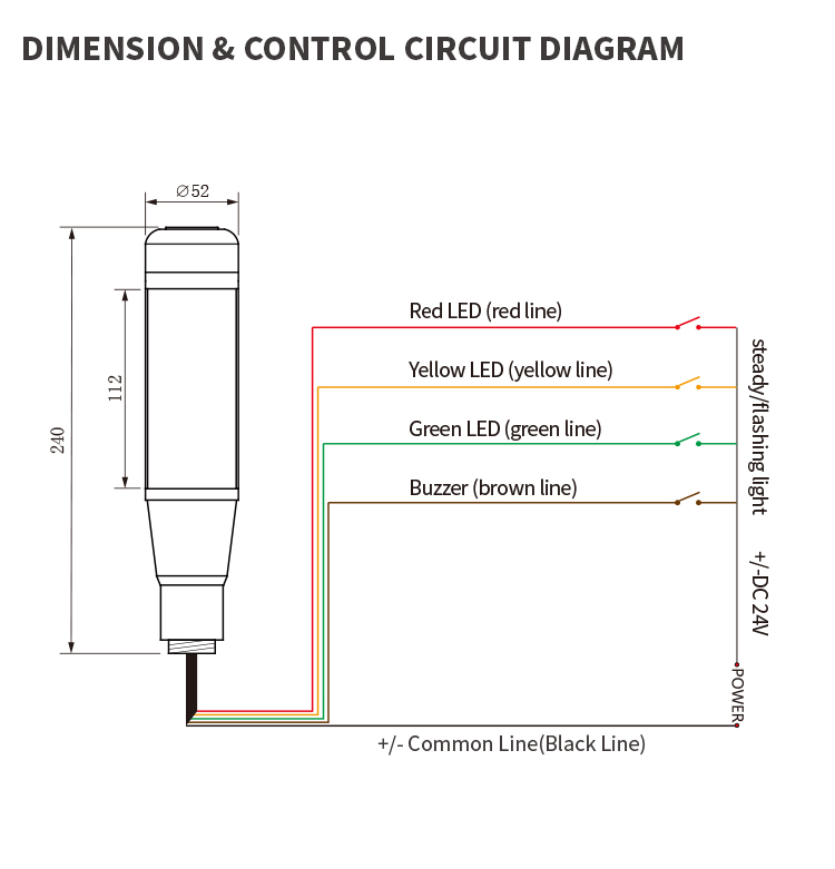 aluminun led signal tower light for cnc machine tools 