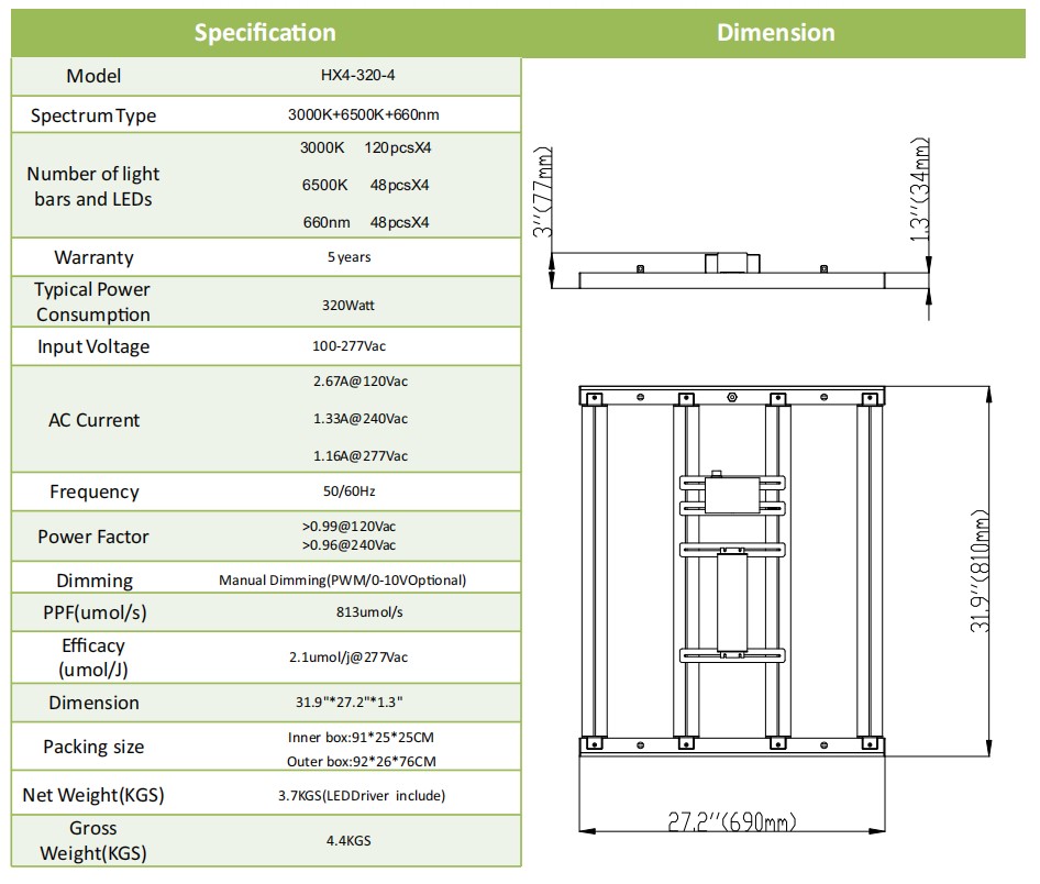 led grow light 4 bars