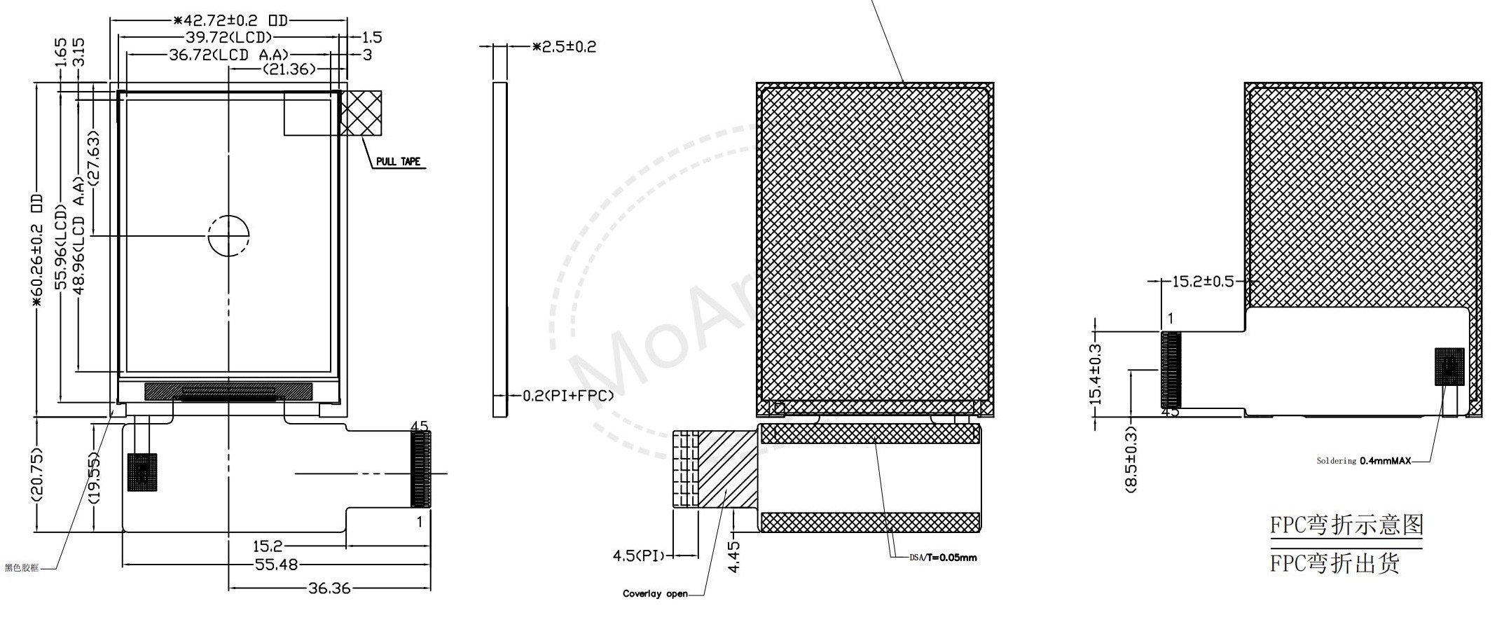 2.4 Inch IPS 240(RGB)*320 vertical screen lcd module Drawings