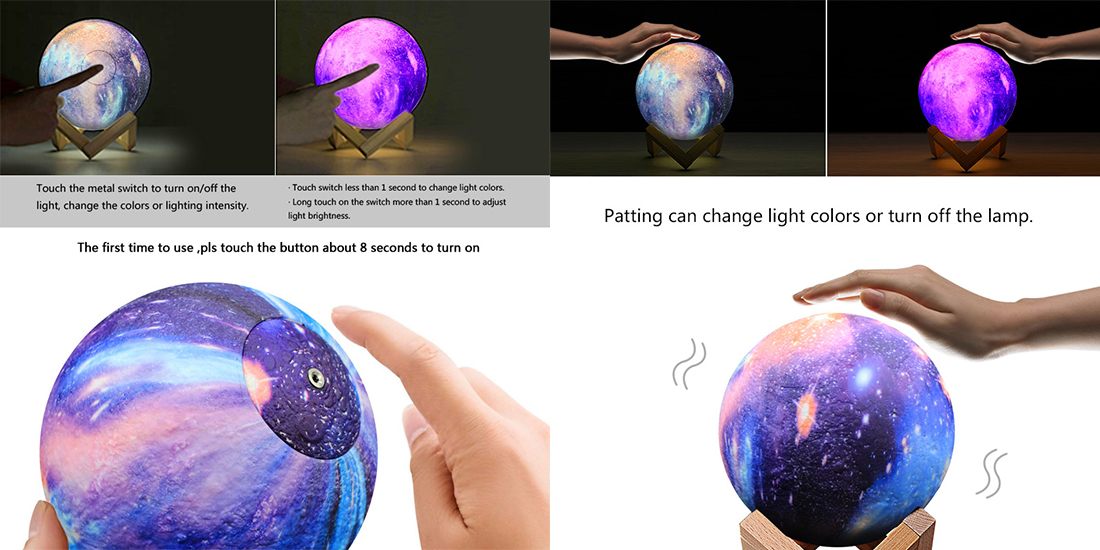 RGB Remote Control USB Rechargeable 3D Moon Lamp