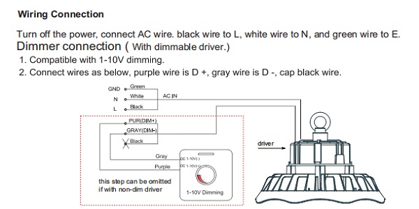 wiring connection of ufo high bay light