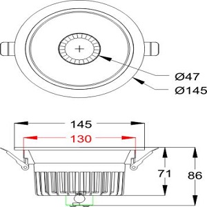 the dimension of down light