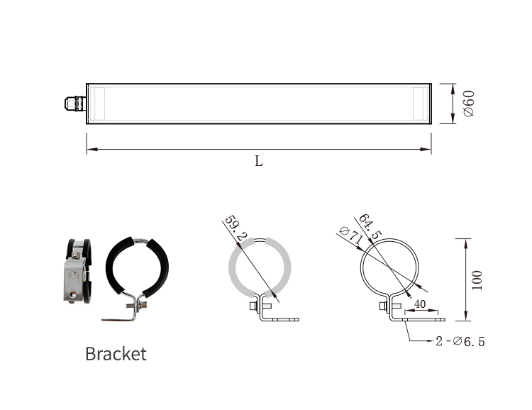 40w tube led cnc work light 