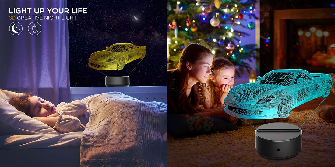 7 Multicolor 3d night lights for children