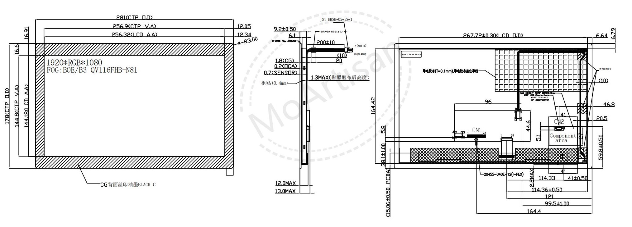 11.6 Inch IPS screen 1920(RGB)*1080 LCD with converter board and PCAP drawings 11.6 Inch IPS screen 1920(RGB)*1080 LCD with converter board and PCAP drawings