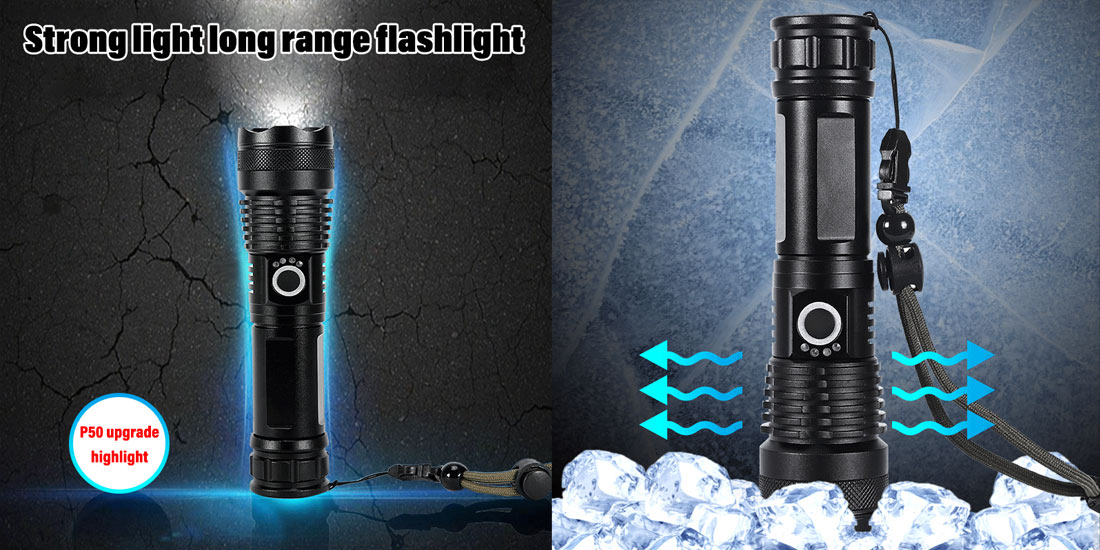 Rechargeable emergency light aluminium alloy flashlight