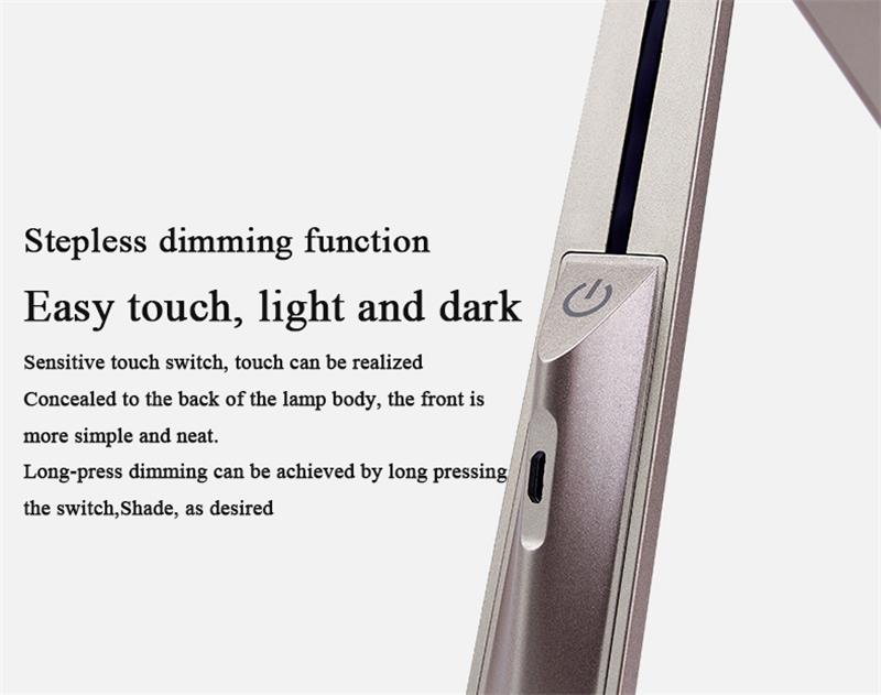 Ultra thin and light touch control metal LED table desk lamp