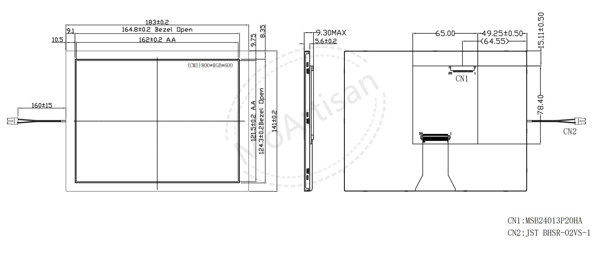 8.0 Inch TFT 800(RGB)*600 LCD module with 300 nits brightness 4:3 screen Drawings 8.0 Inch TFT 800(RGB)*600 LCD module with 300 nits brightness 4:3 screen Drawings
