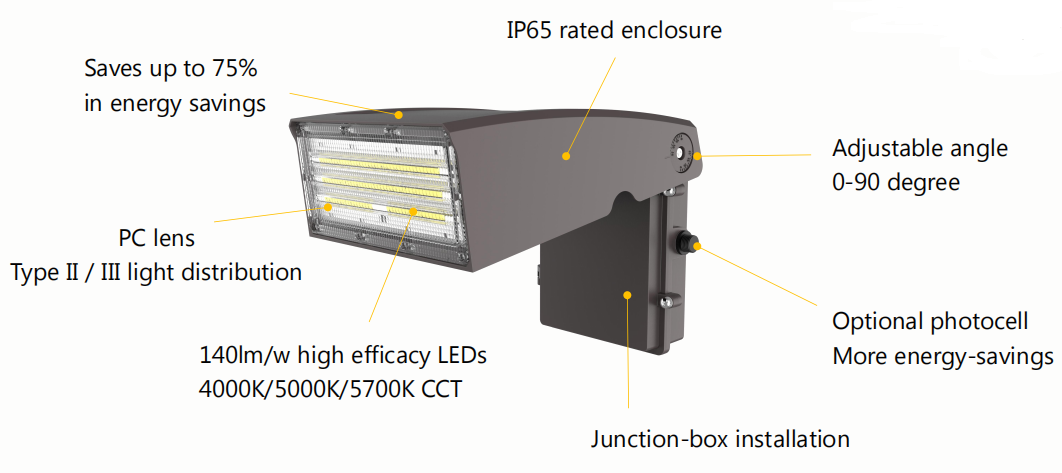 PC lens adjustable wall pack light