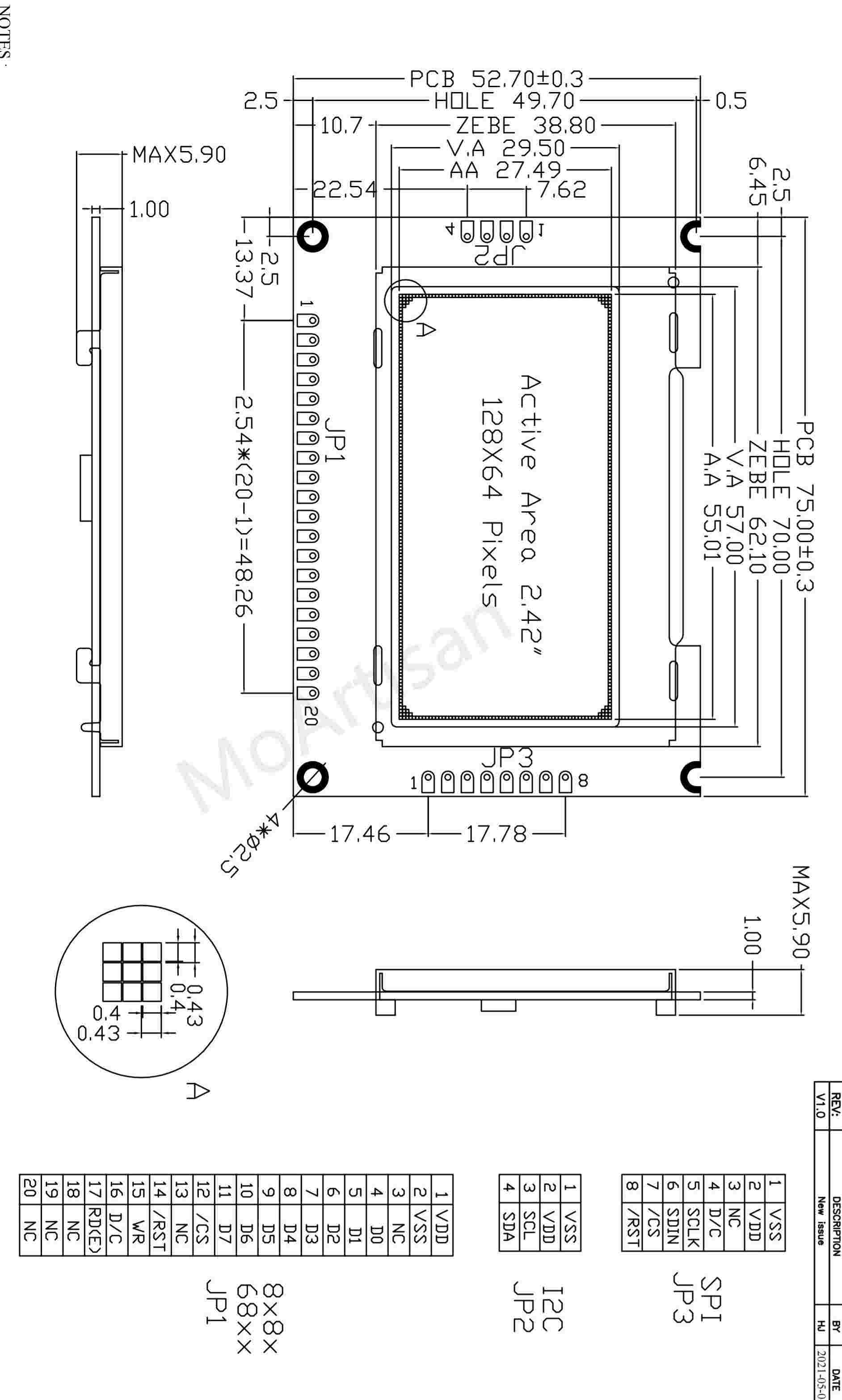 2.42 oled product drawings -gaosheng