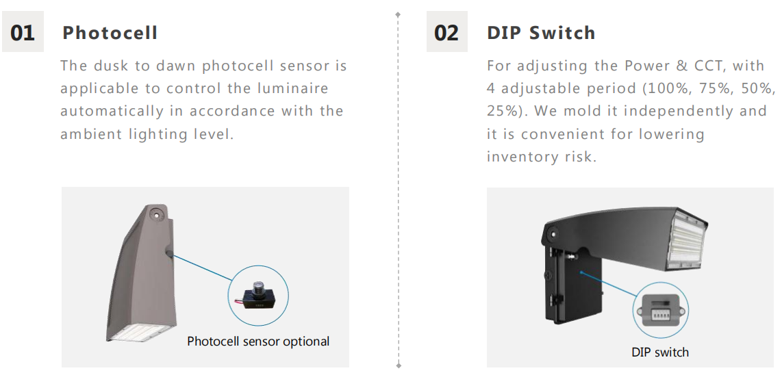 DIP switch adjustable wall pack light DIP switch adjustable wall pack light