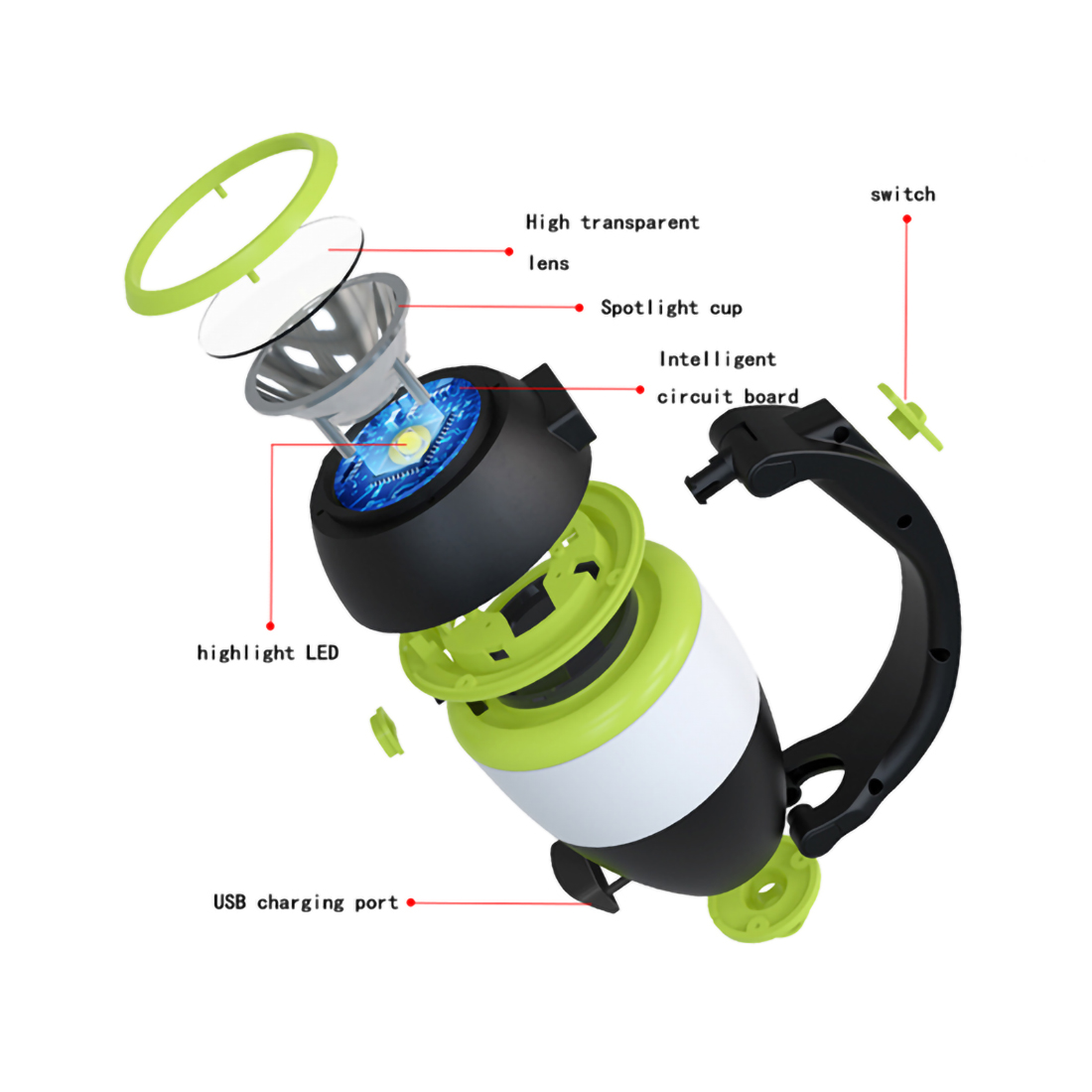 Outdoor waterproof high power rechargeable flashlight