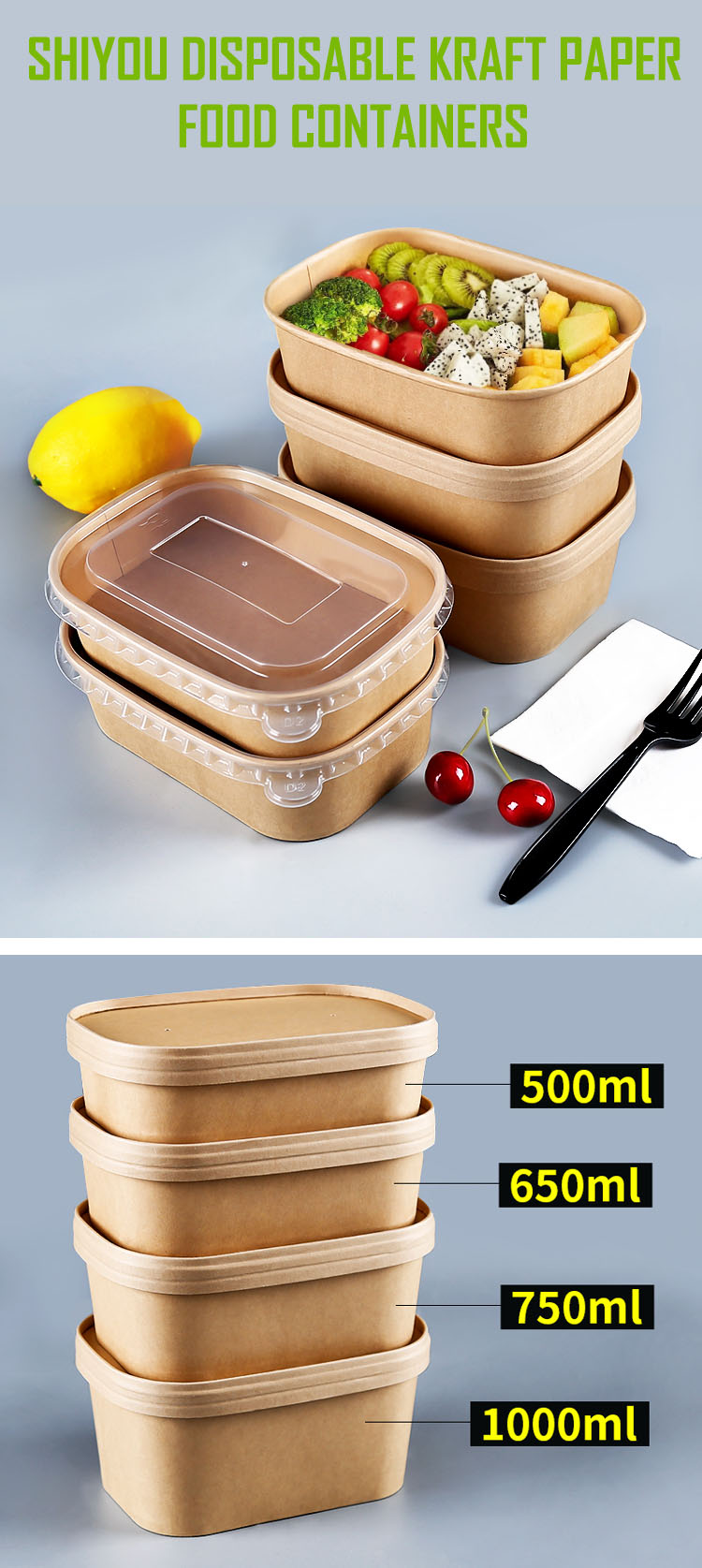 Disposable Kraft Paper Food Container