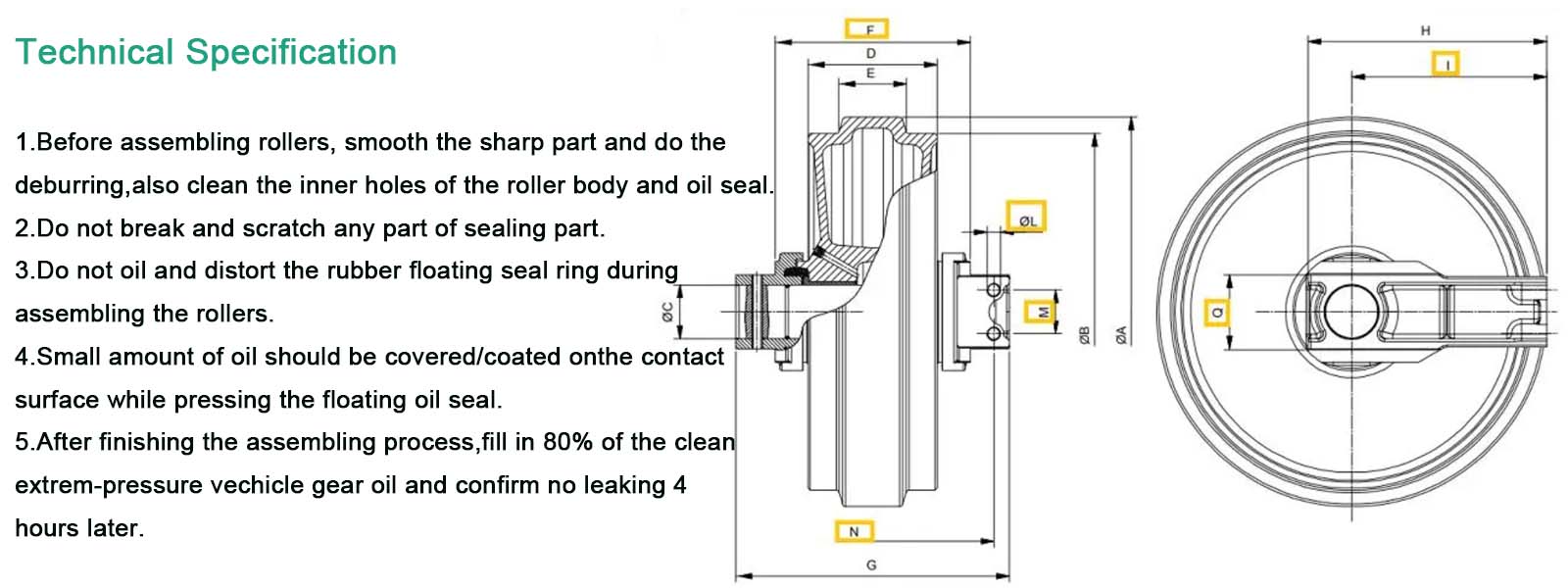 dozer front idler 