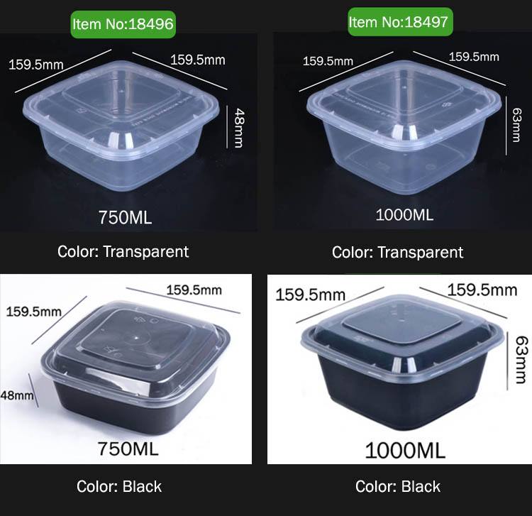OEM Disposable Clear Square Lunch Containers