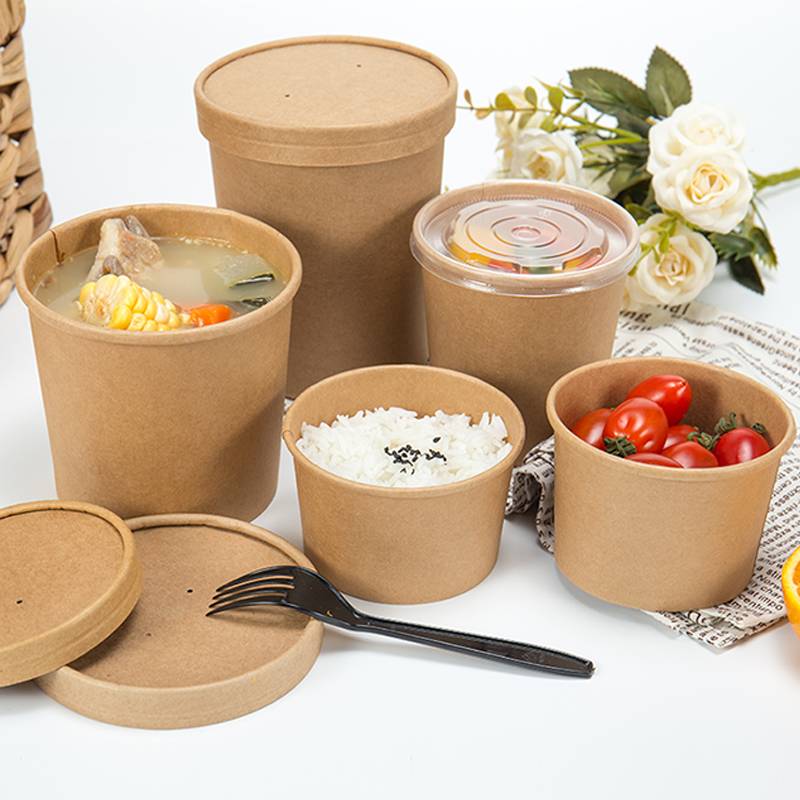 Kraft Paper Bowls With Lids