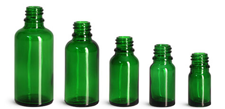 50 ml Green Euro Glass Round Dropper Bottle