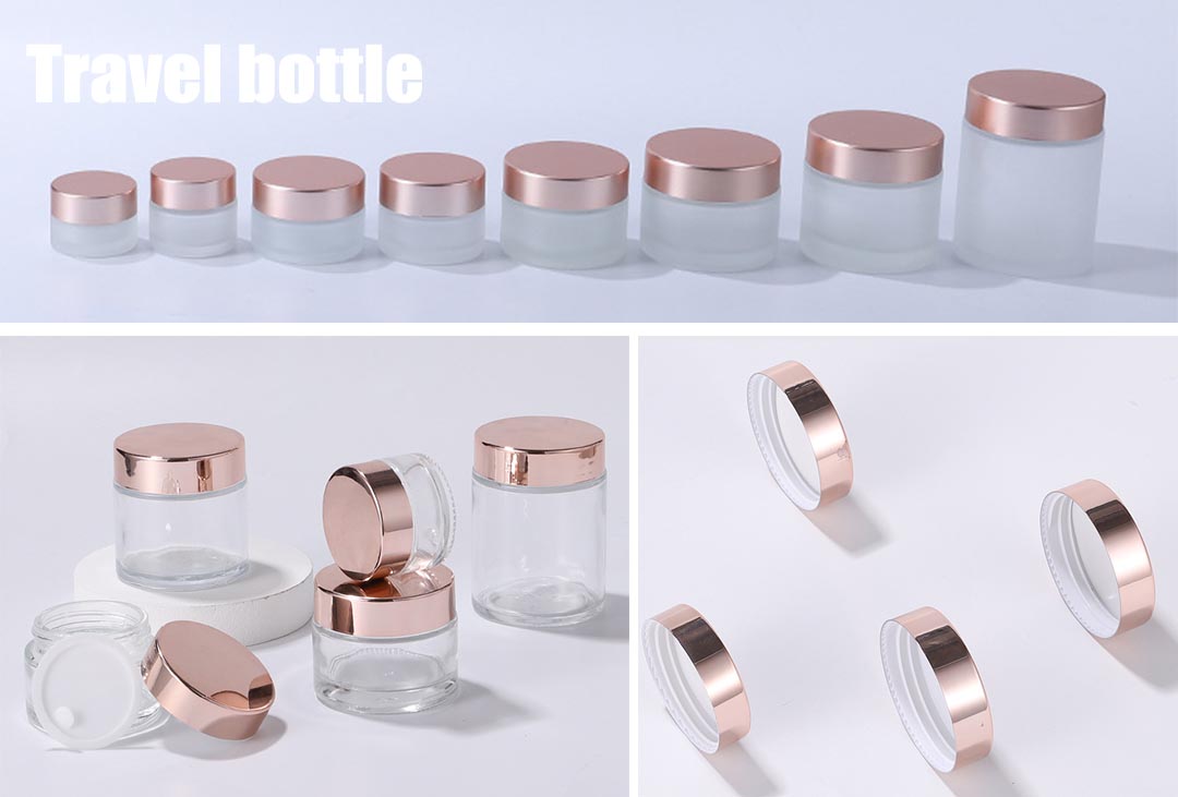 Clear Glass Cream Jar With Rose Gold Lid