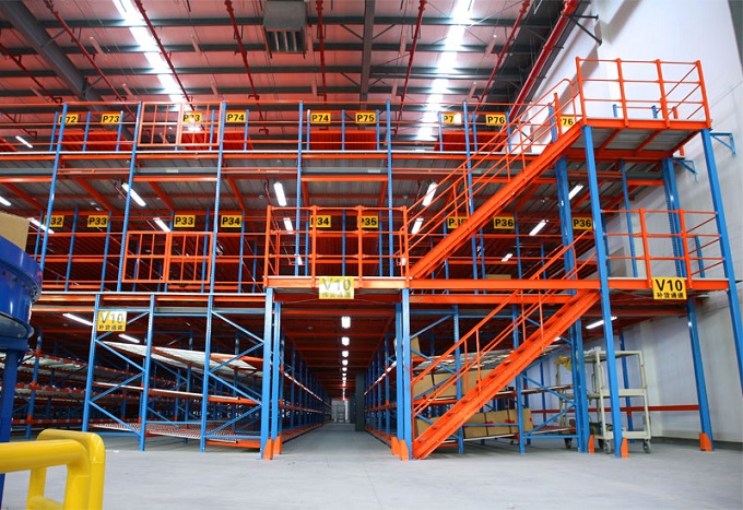 pallet racks supported mezzanine floor