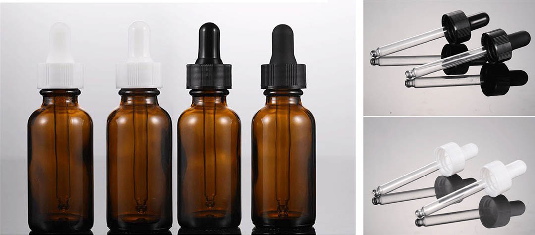 1 oz 30ml Amber Boston Round Glass Bottles