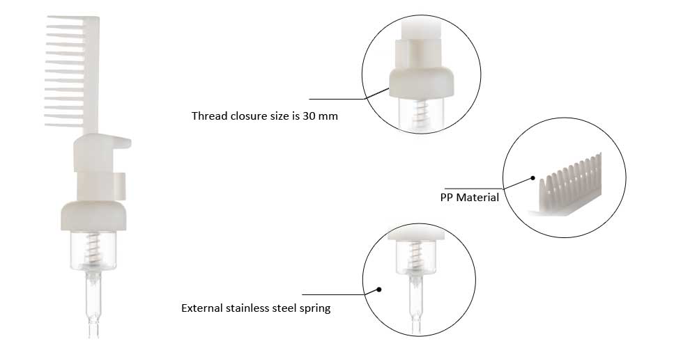 0.4 output white pp placstic foam pump with comb