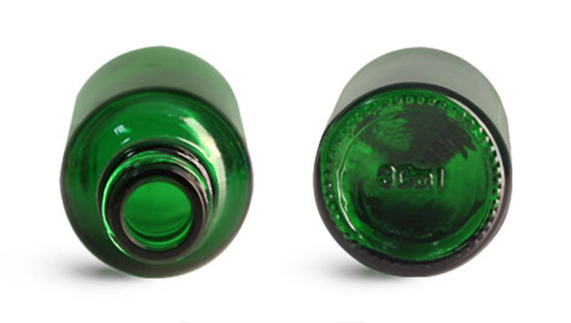 1 oz Green Glass Euro Dropper Bottles