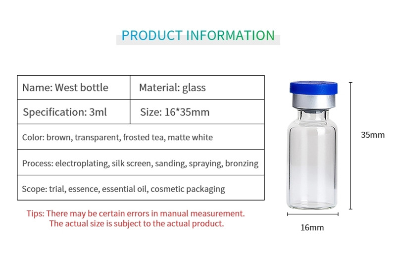 3ml clear amber glass vial bottle