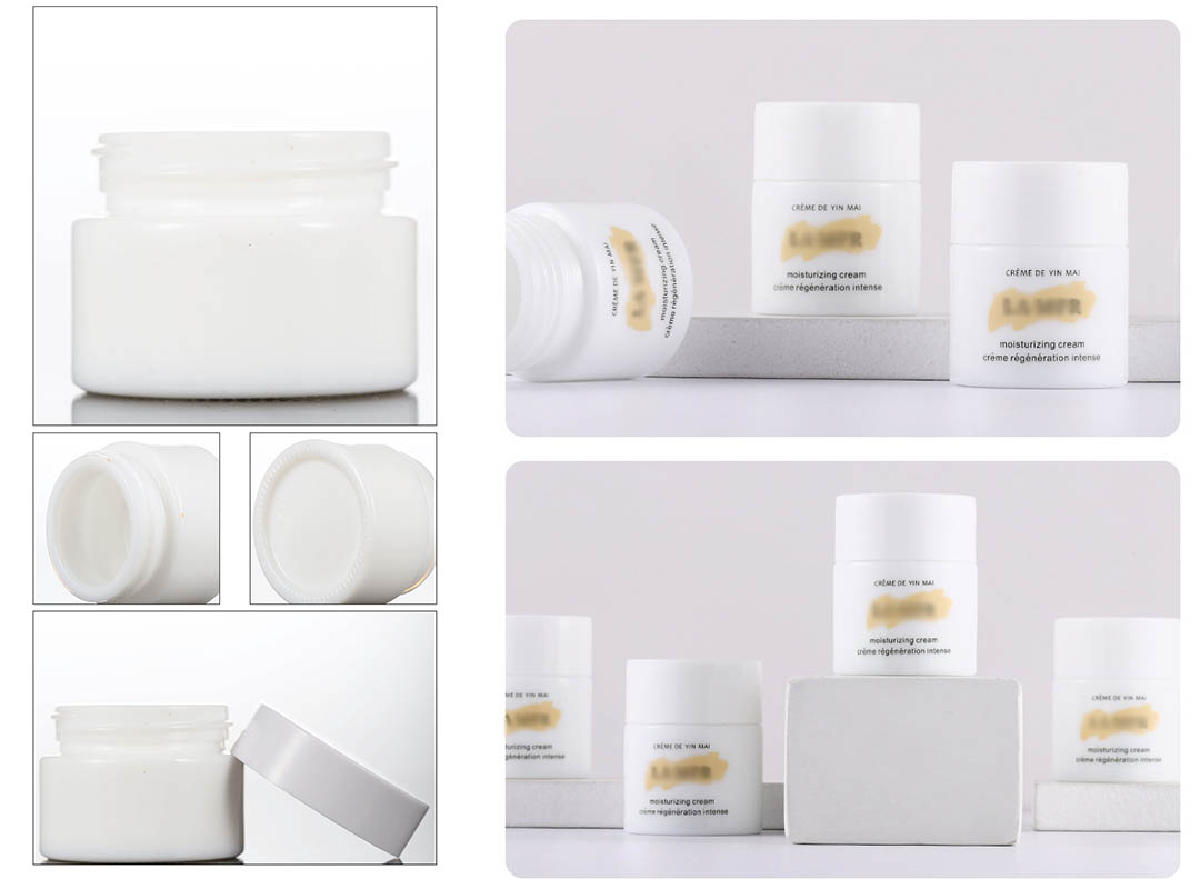 White frosted glass cosmetic jar White frosted glass cosmetic jar
