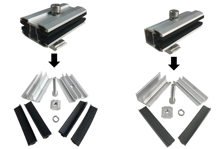 Thin film solar panel clamps