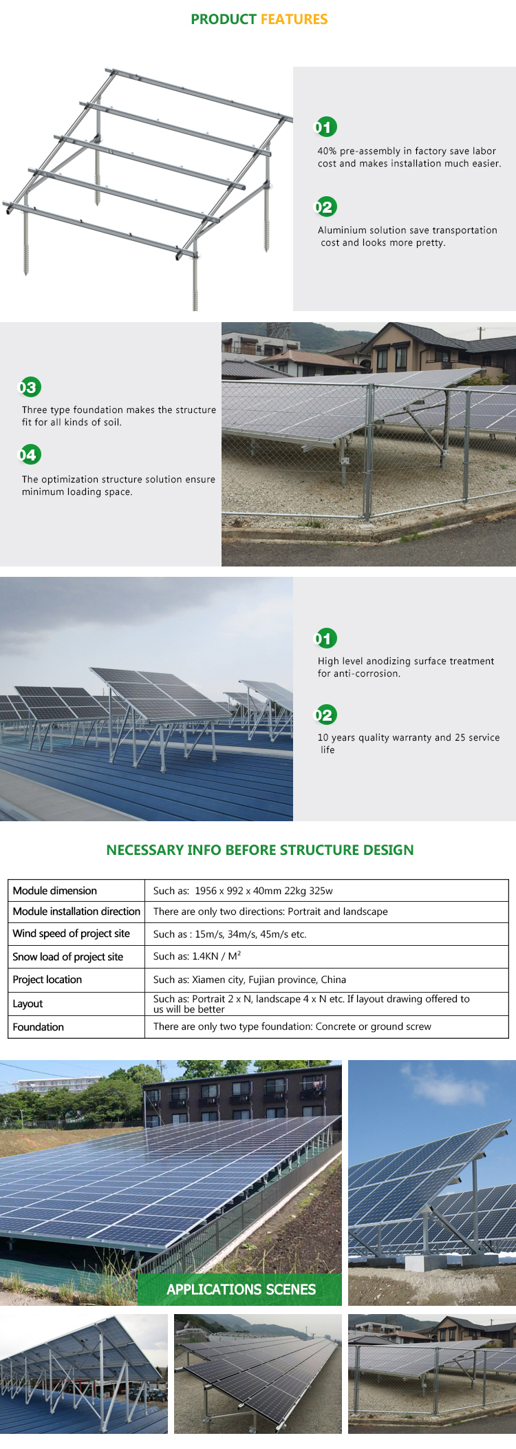 High Quality Ground Solar Mounting System with Aluminum Bracket