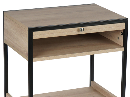 Nightstand with Pull Out Tray Wood Finish