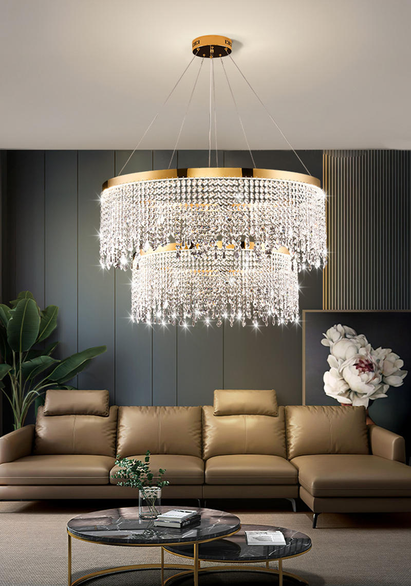 2 Tier crystal chandelier