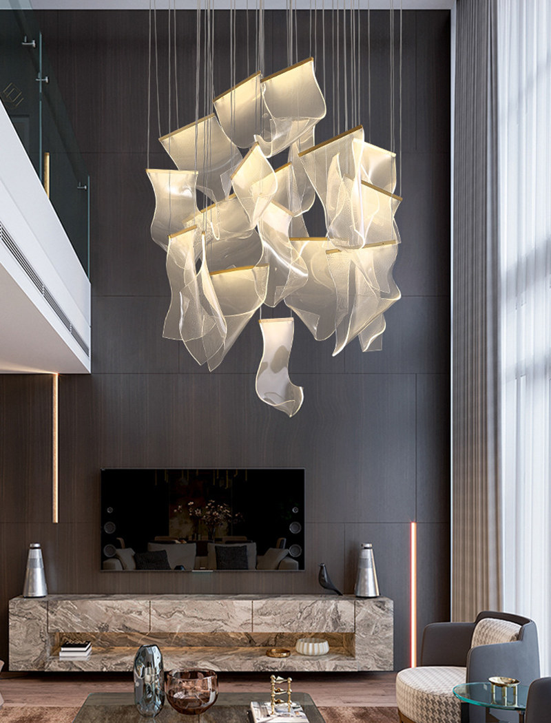 Modern chandelier for high ceiling living room