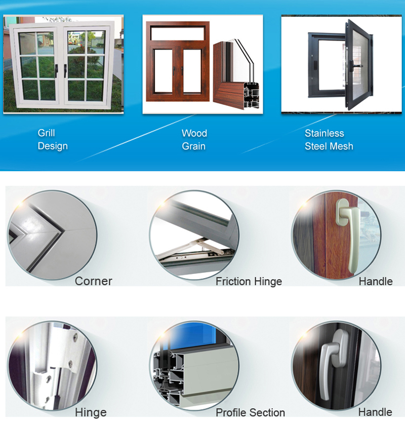 aluminium casement window detailed drawing