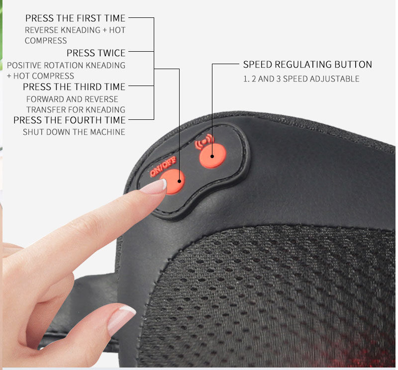 Massage Pillow with Thermal Rollers