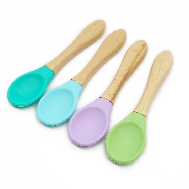 Bamboo and Silicone Baby Feeding Spoon