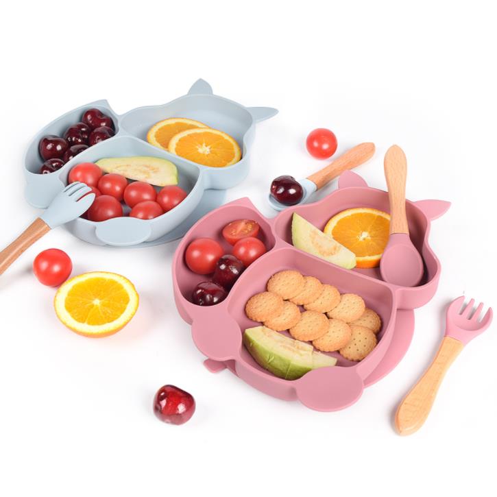 bamboo silicone baby feeding set