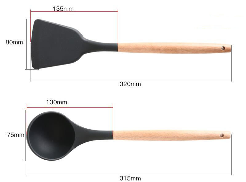 Silicone Cooking Tools with Wooden Handle