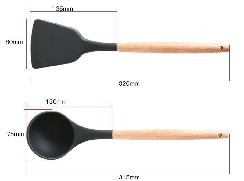 Silicone Cooking Tools with Wooden Handle Silicone Cooking Tools with Wooden Handle