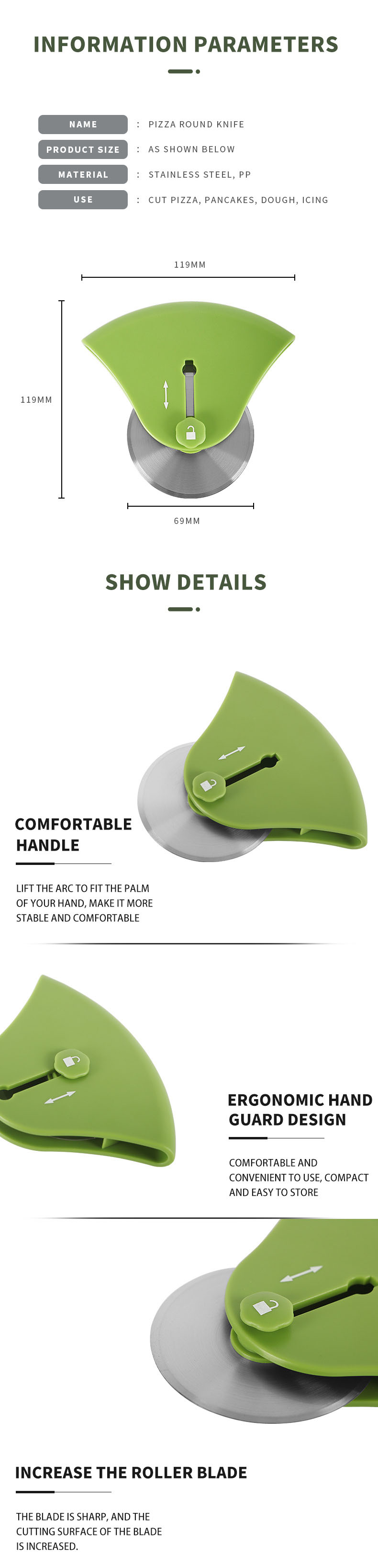 High quality stainless steel pizza peel and cutter High quality stainless steel pizza peel and cutter